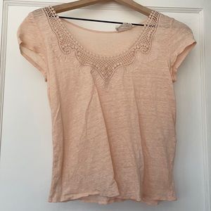 Sezane Linen Top XS Blush
